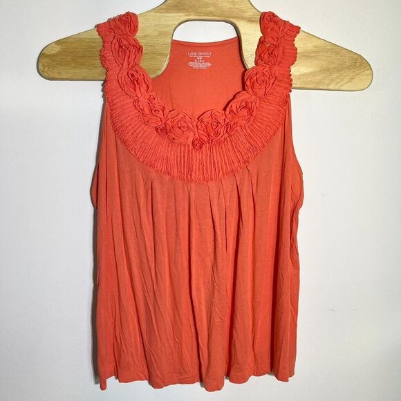 Lane Bryant Tops - Lane Bryant Womens 18/20 Orange Sleeveless Ruffle Crew Neck Pullover‎ Blouse